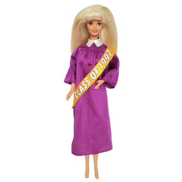 VTG Graduation Barbie Doll 1997 Special Edition Purple Gown Gold Sash Blonde - Picture 2 of 15